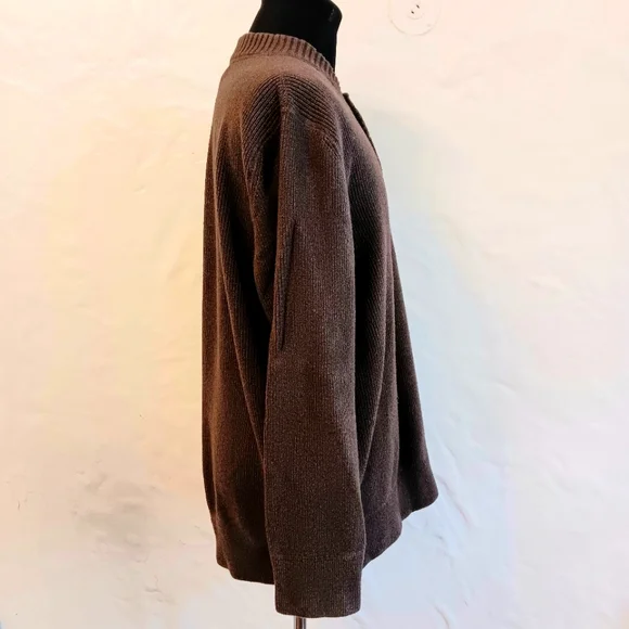 Vintage Eddie Bauer cotton, neutral ribbed, half button sweater. XXL - Picture 6 of 7